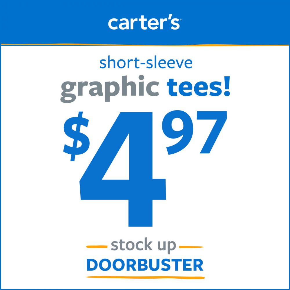 Carter’s Short Sleeve Graphic Tees! $4.97* Stock Up Doorbusters