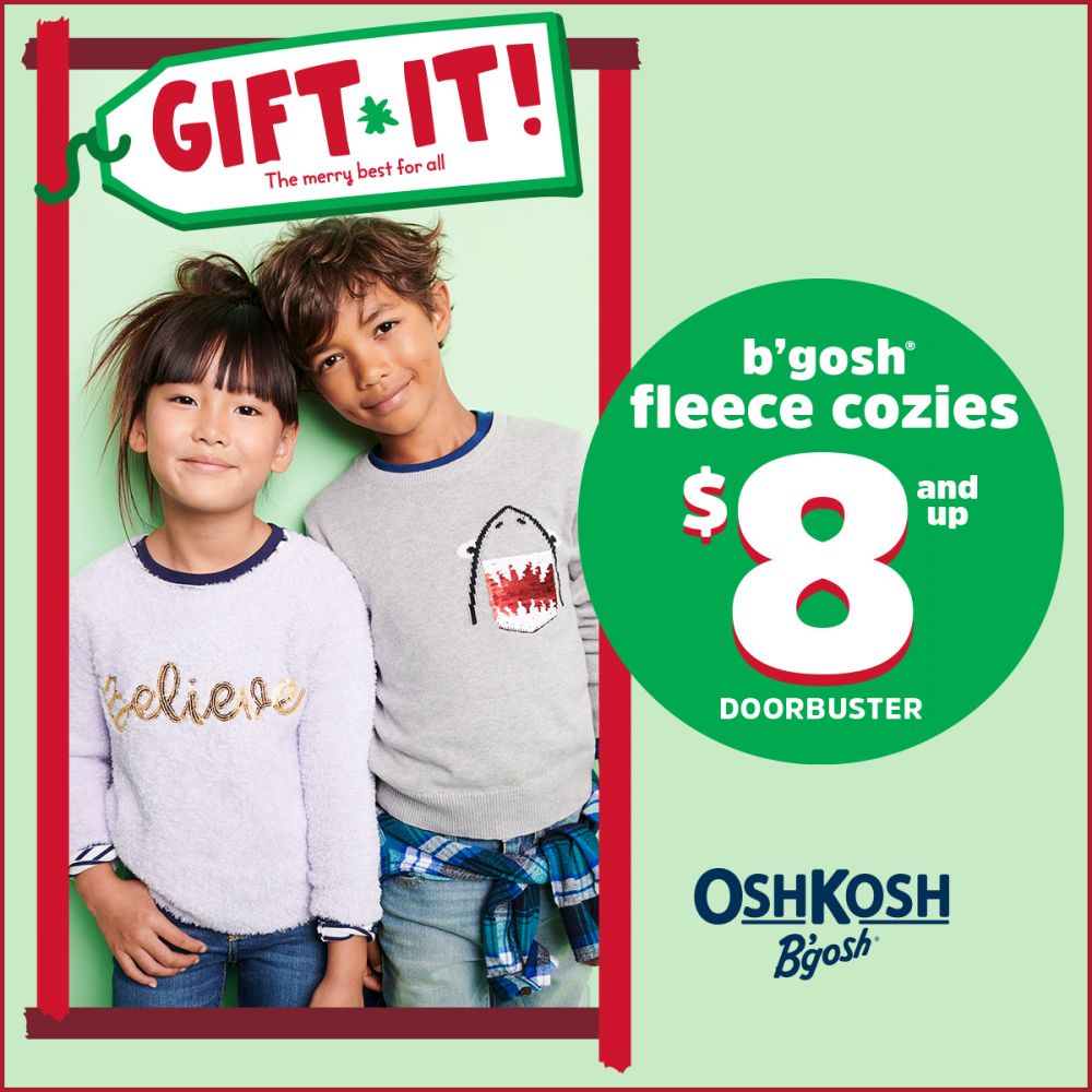 OshKosh $8 &Up Fleece Cozies Doorbusters   