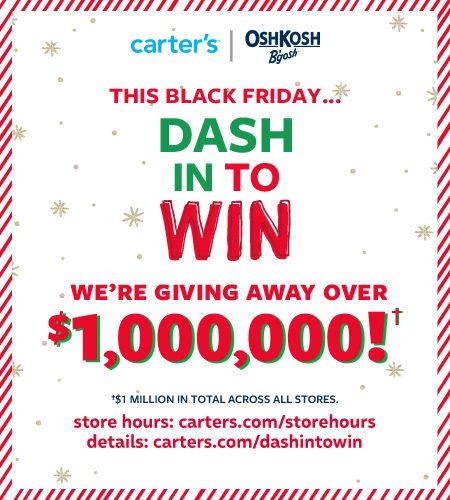 Carter’s Dash In To Win! We’re giving away $1,000,000